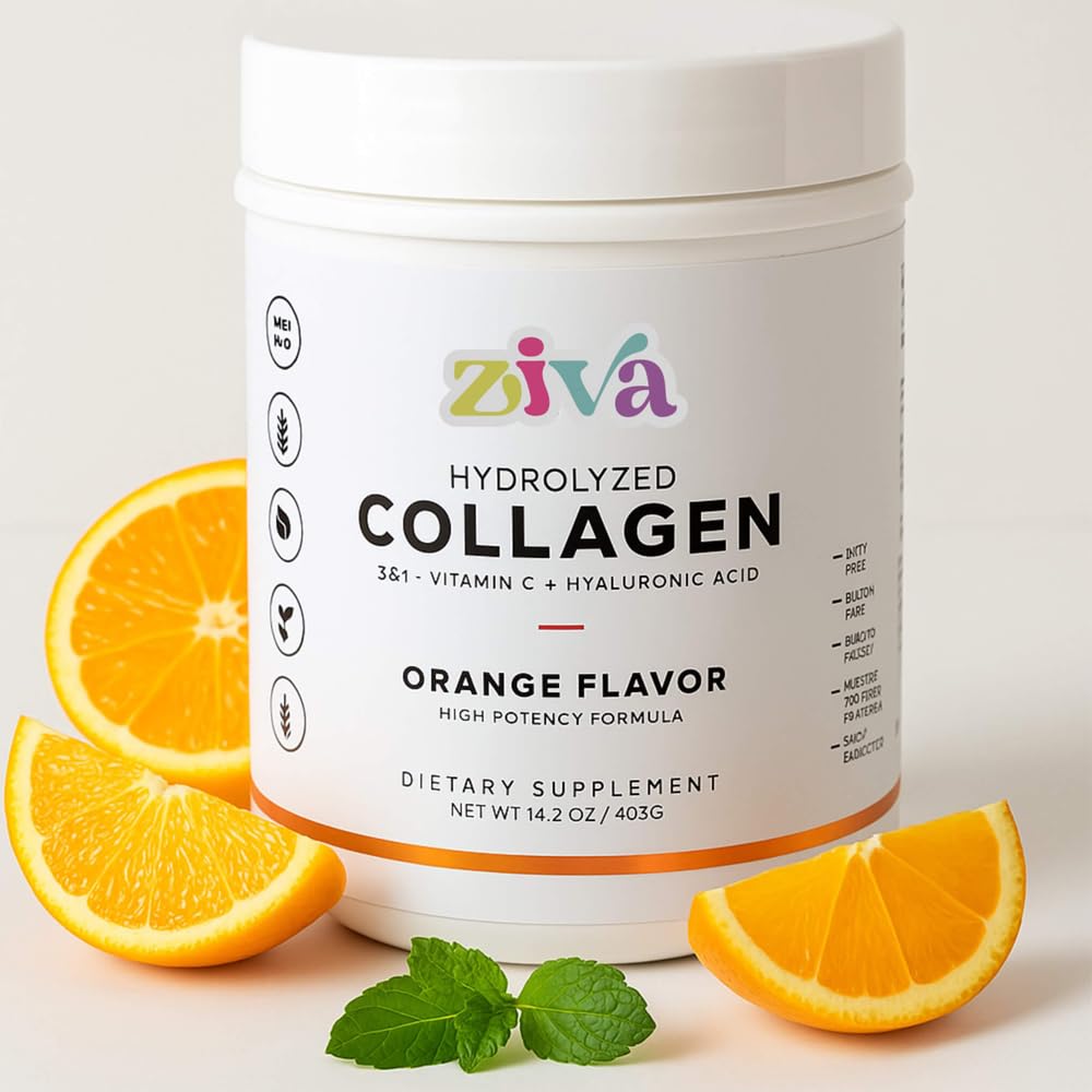 ZIVA Hydrolyzed Collagen – Orange Flavor Powder 14.2 Ounce