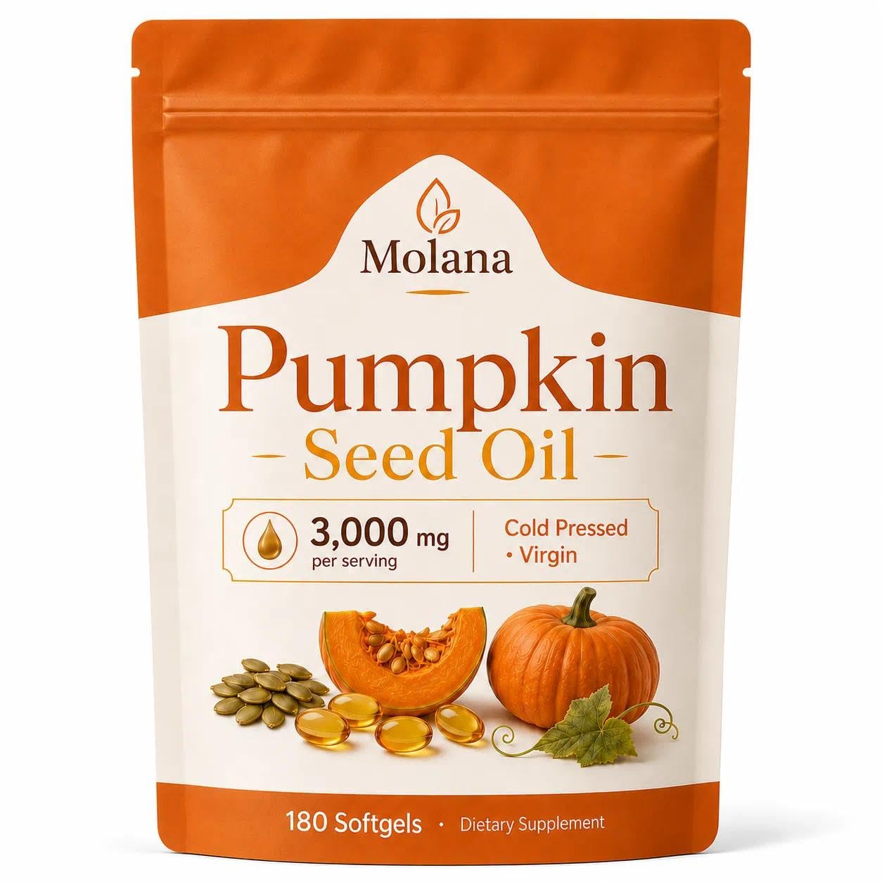 Ovouria Molana Pumpkin Seed Oil Capsules, 180 Softgels
