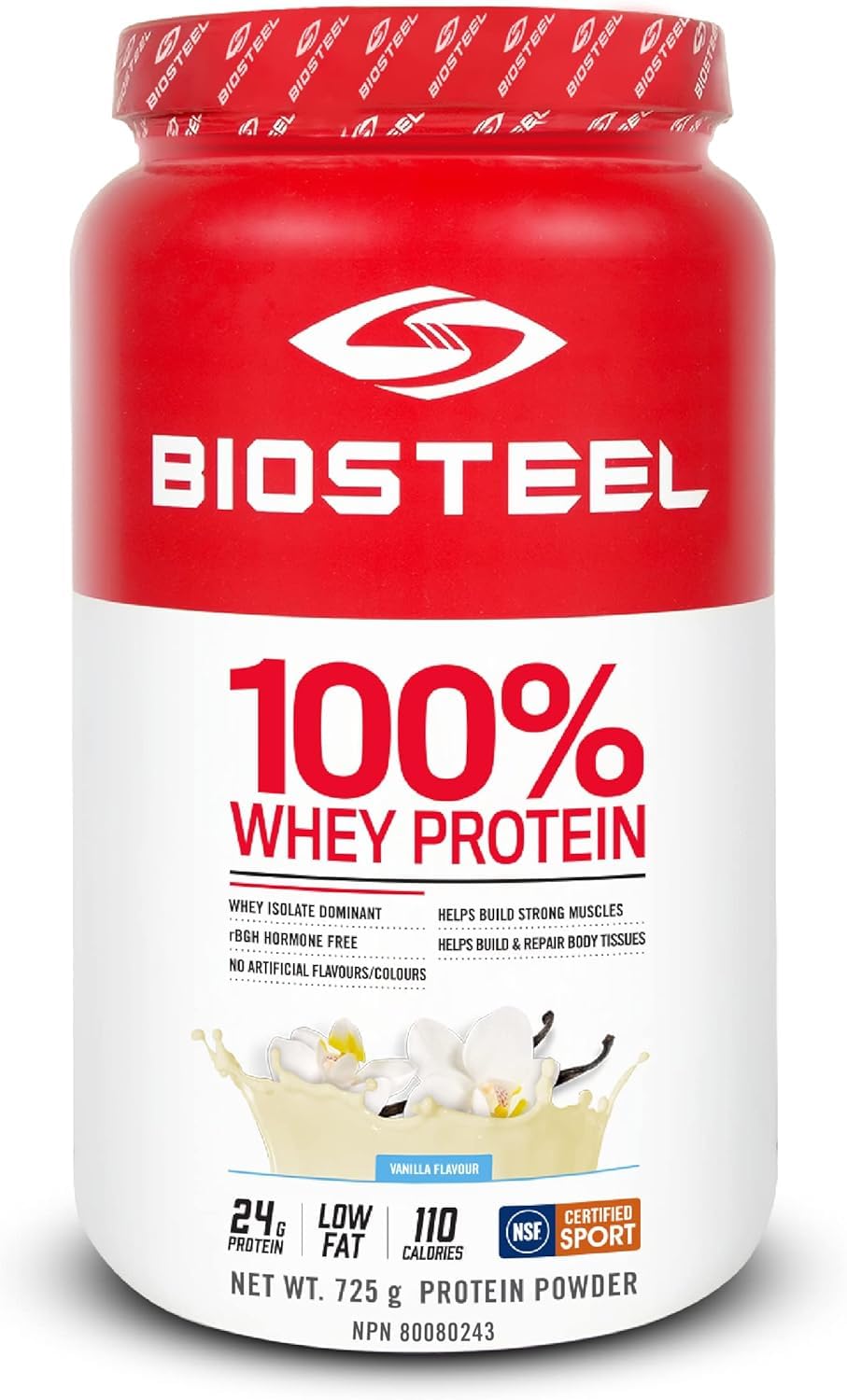 BIOSTEEL Sports Vanilla 100% Whey Protein Powder, 25.57 oz