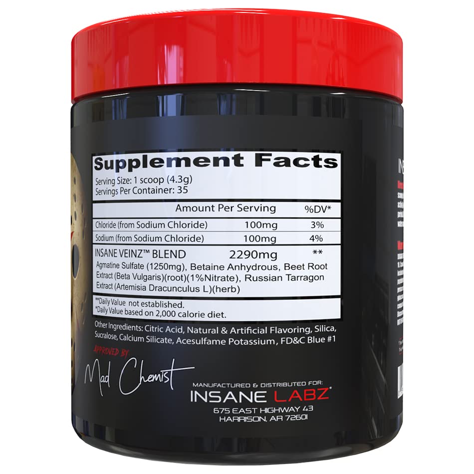 Insane Labz Insane Veinz Non Stimulant NO Enhancing Powder 5.4 Ounce