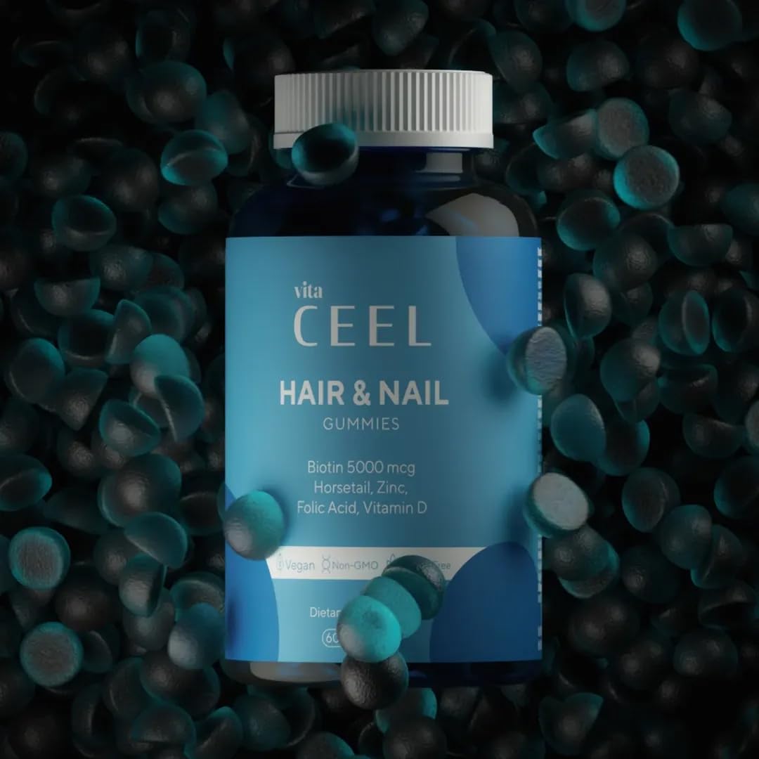 The Ceel Vita Ceel Hair & Nail Gummies Biotin 5000 mcg, Horsetail, Zinc, Folic Acid & Vitamin D – 60 Gummies