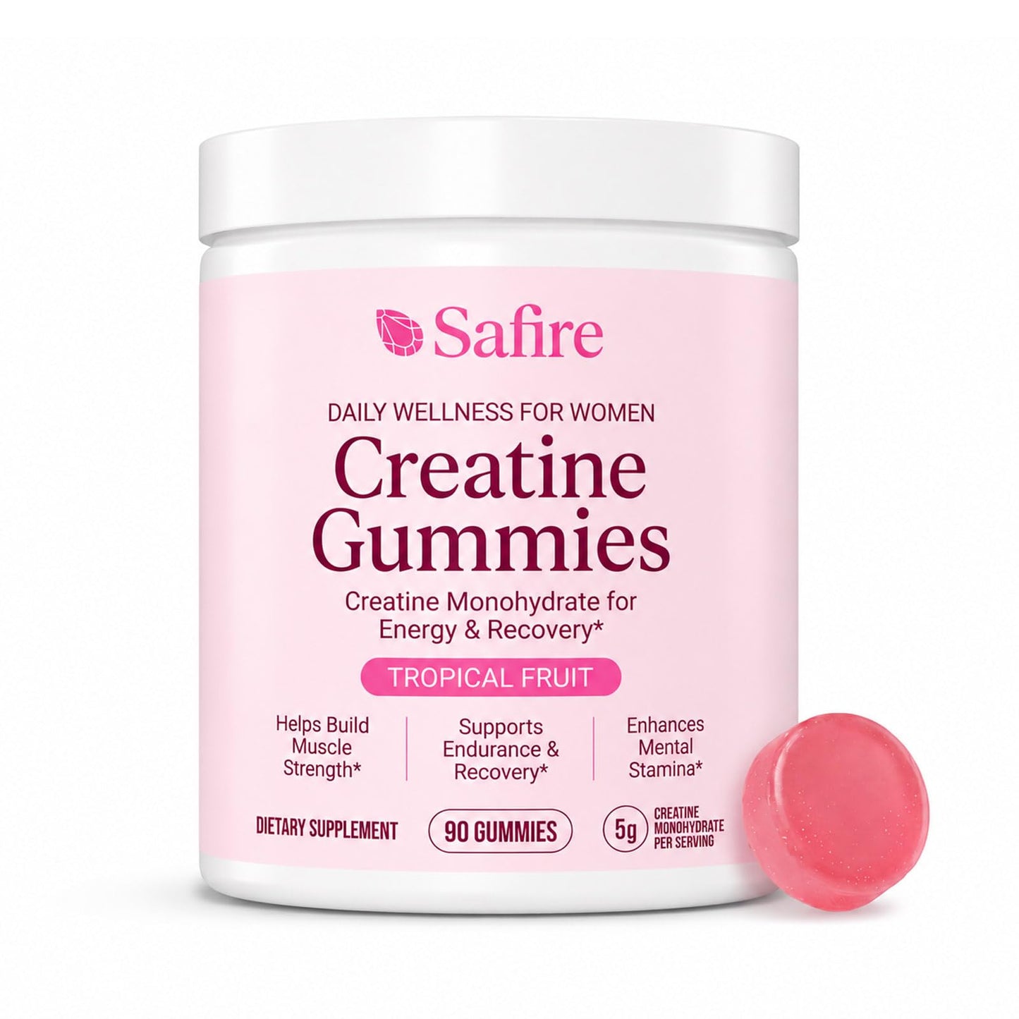 LumiLight Safire Creatine Gummies 5000mg, 90 Gummies