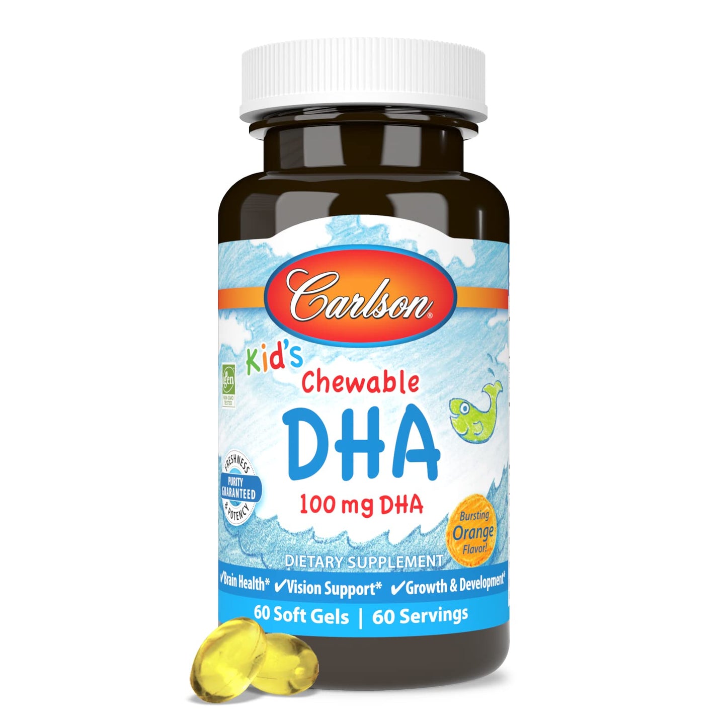Carlson Kid's Chewable DHA Softgels, 60 Count