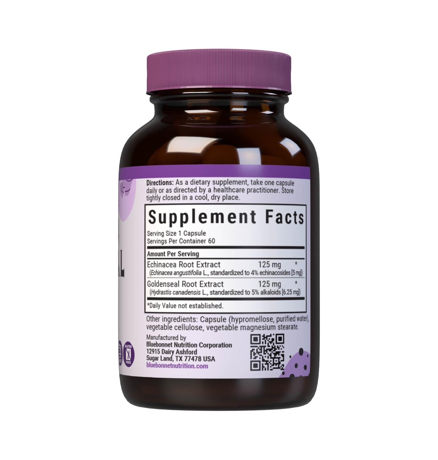 BlueBonnet Echinacea Goldenseal Root Extract Supplement Capsules, 60 Count