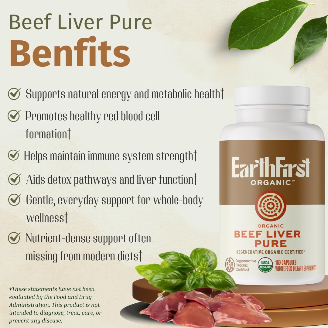EarthFirst Organic Beef Liver Pure 180 Capsules