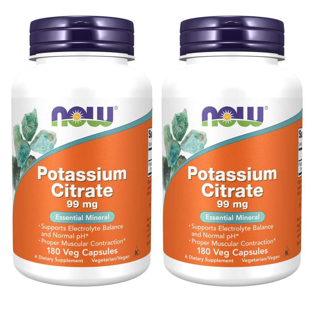 NOW Foods Potassium Citrate 99 mg Capsules, 360 Count