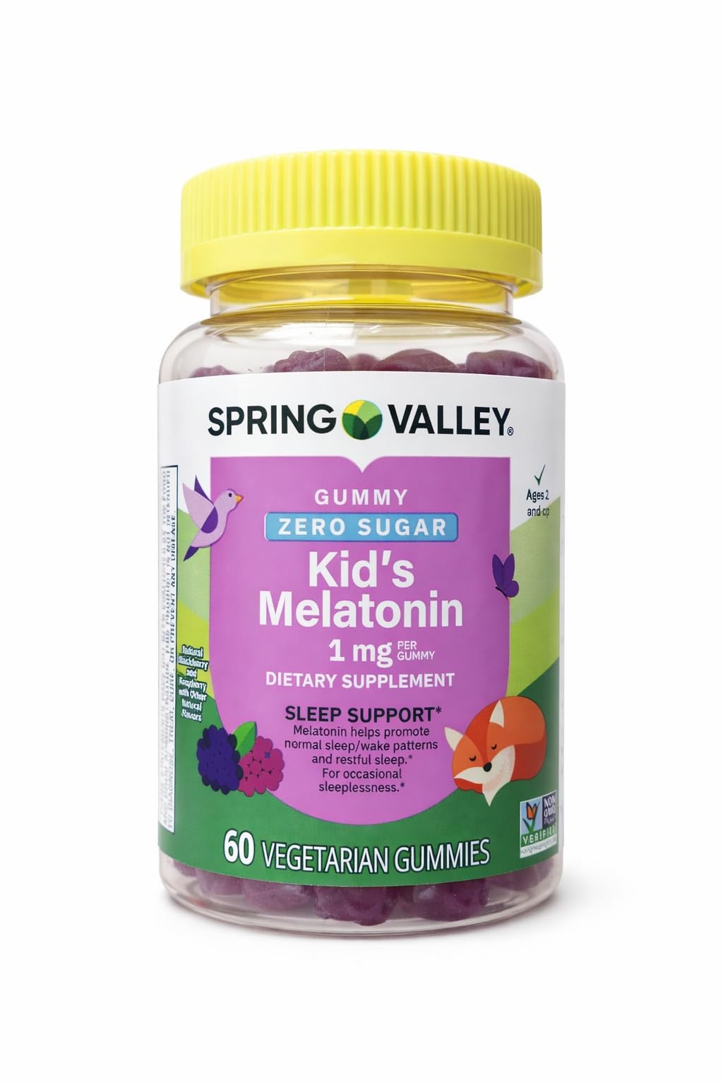 Spring Valley Vegetarian Melatonin Gummies for Kids Sleep Support, 60 Gummies