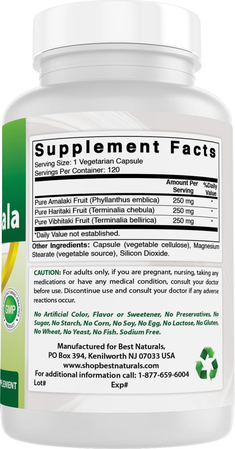 Best Naturals Triphala 750 mg Capsules 240 Count