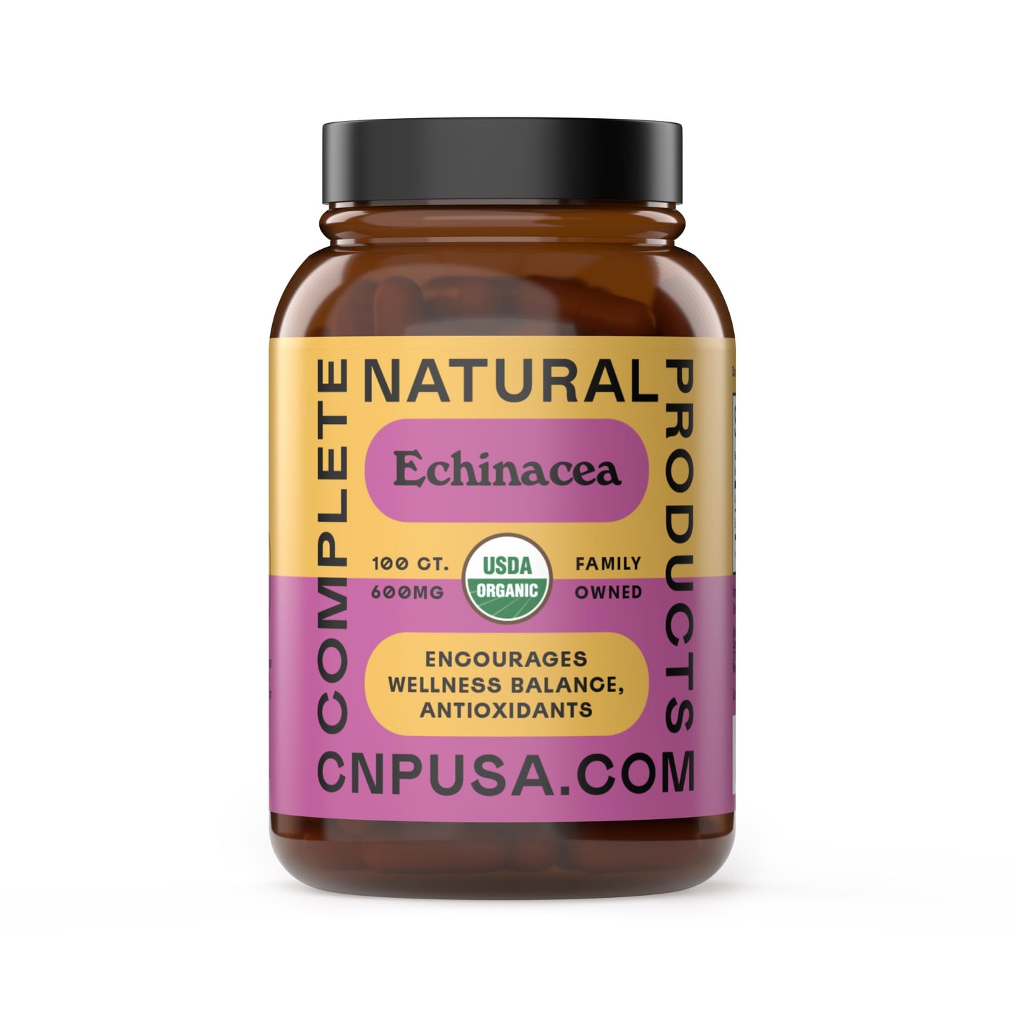 Complete Natural Products Organic Echinacea Capsules 600mg, 100 Count
