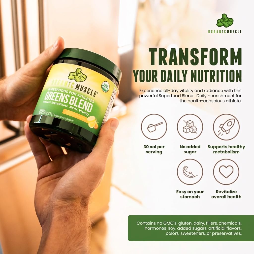 Organic Muscle Super Greens Powder 30 Servings