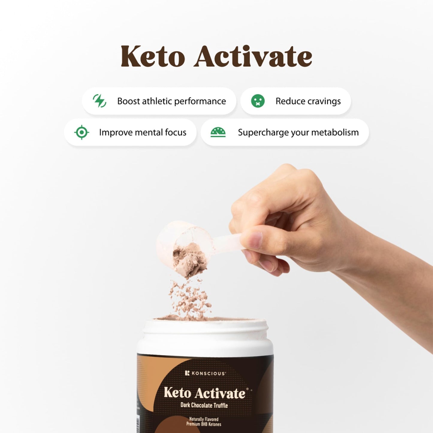 KETO ACTIVATE Dark Chocolate Truffle Exogenous Ketones Drink Powder, 40