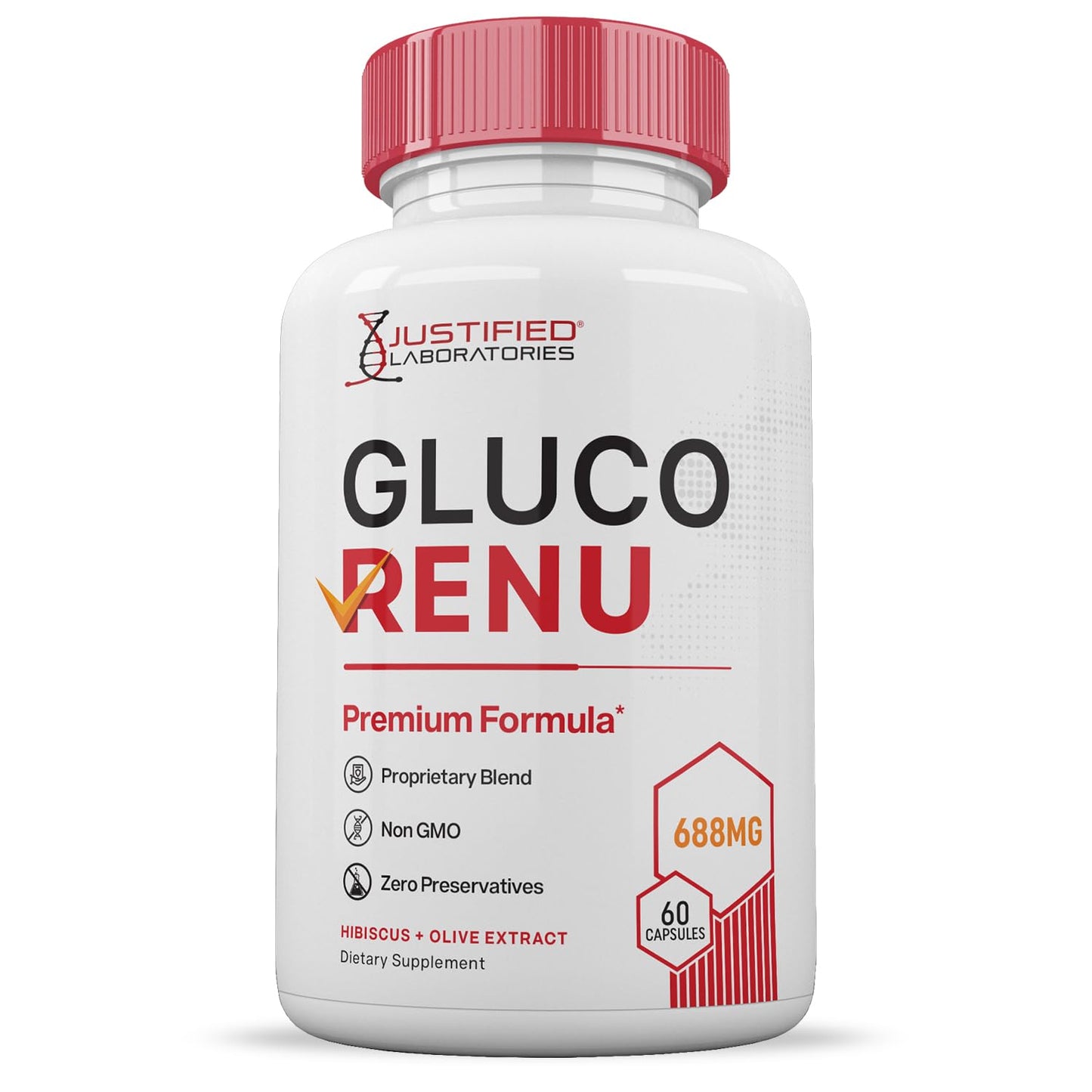 Justified Laboratories Gluco Renu 688MG Glyco Support Capsules, 600 Capsules