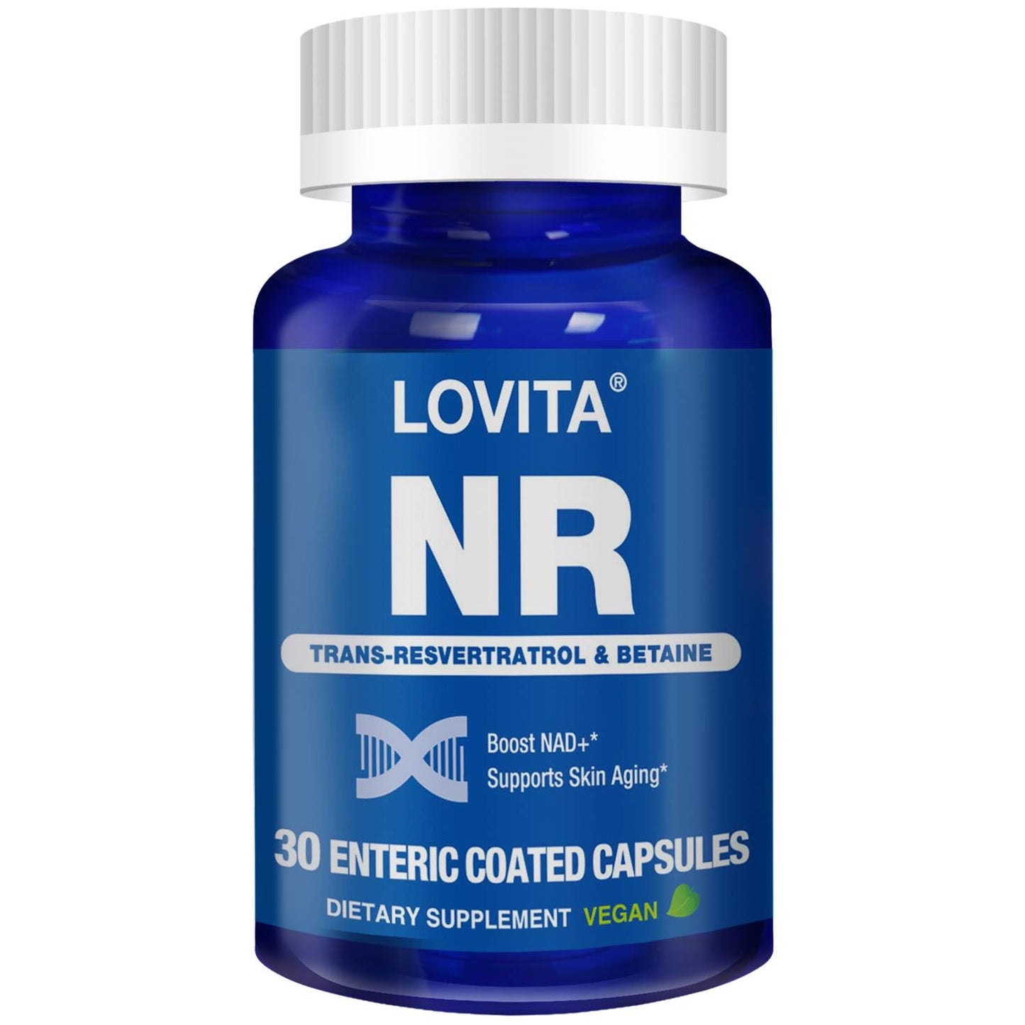 LOVITA NR Nicotinamide Riboside 350 mg NAD+ Support, Trans-Resveratrol & Betaine, 30 Capsules