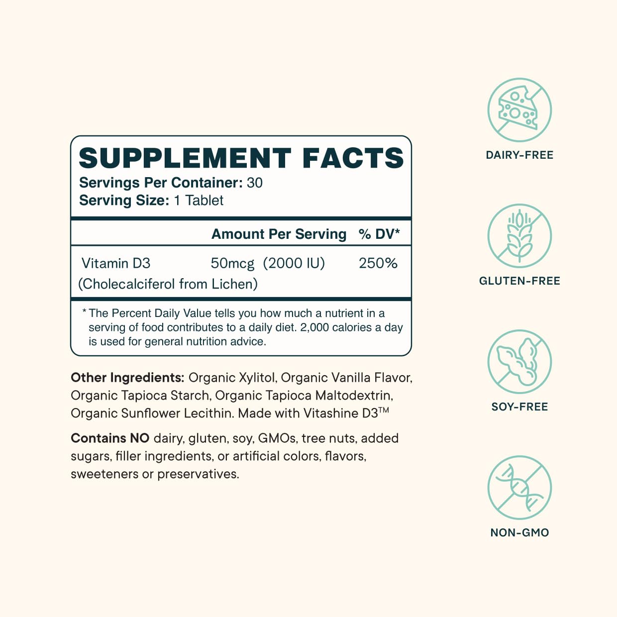 Ora Organic Vitamin D3 2000IU 30 Tablets