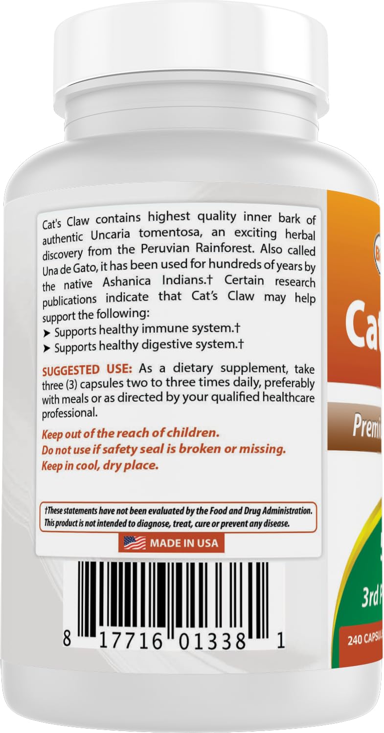 Best Naturals Cat's Claw Capsule 240 Count