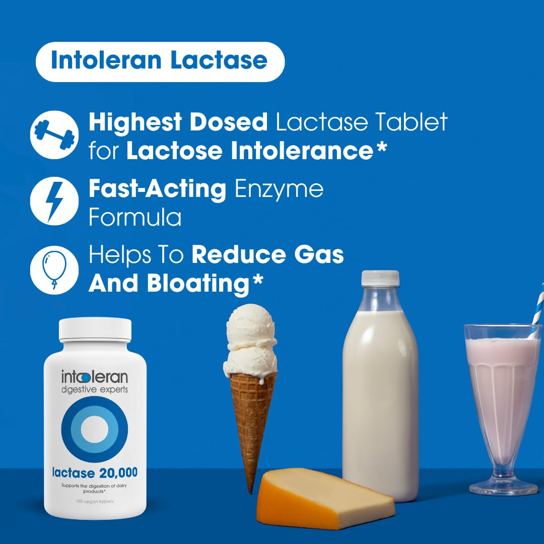 Intoleran Lactase 20,000 Digestive Enzymes, 150 Capsules