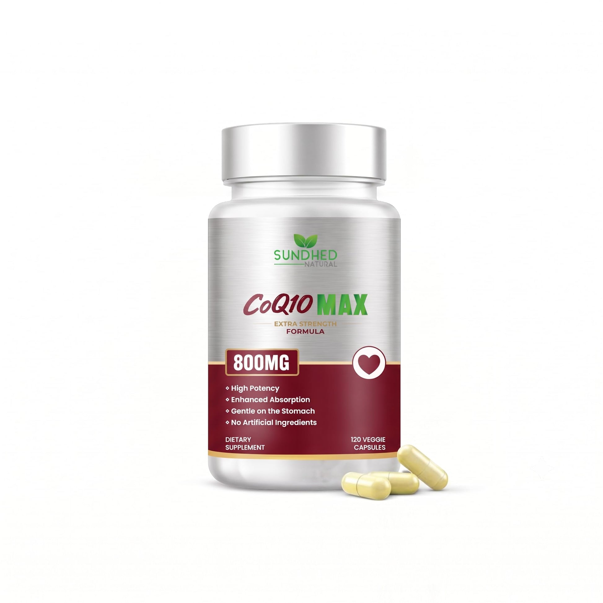 Sundhed Natural CoQ10 800mg Coenzyme Q10 Supplement Capsules 120