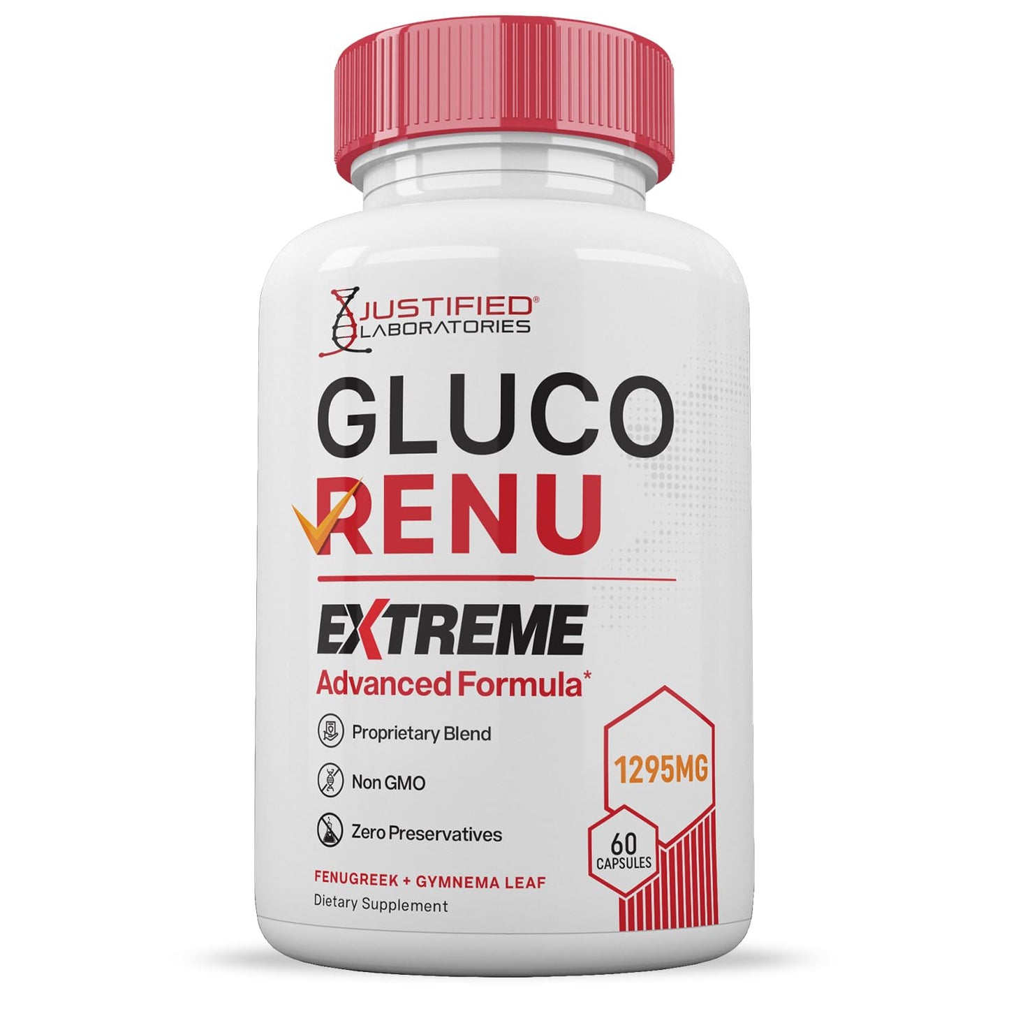 Justified Laboratories Gluco Renu Extreme 1295MG Glyco Support Capsules 300 Capsules
