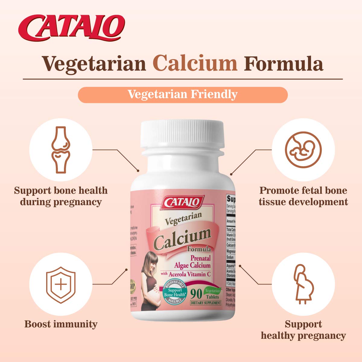 CATALO Vegetarian Calcium for Pregnancy Tablet 90 Count