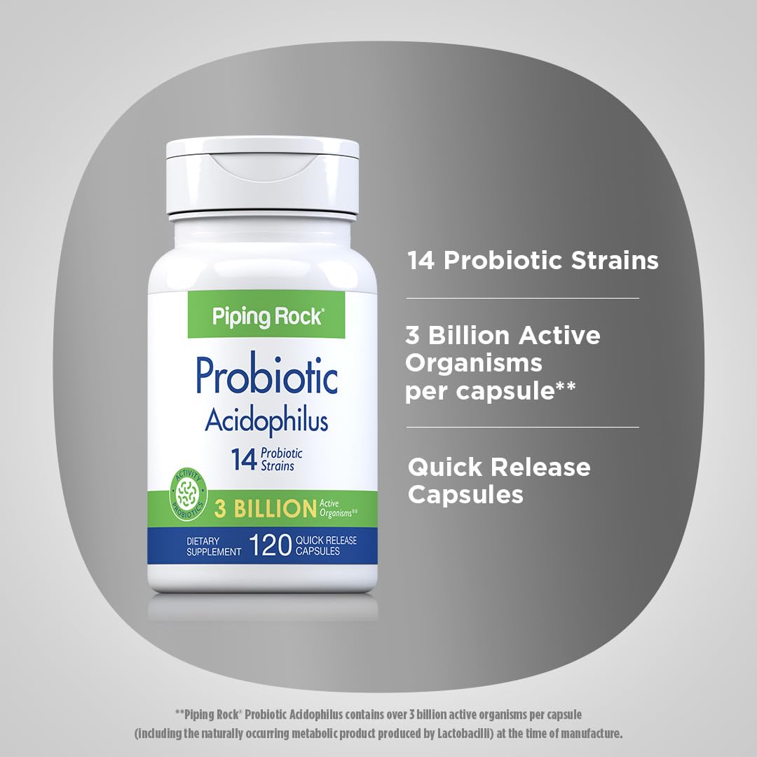Piping Rock Probiotic Acidophilus Capsules for Women and Men 120 Count