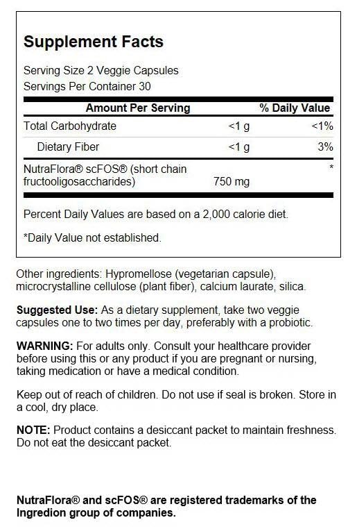 Swanson Nutraflora 375 Milligrams Capsules 60