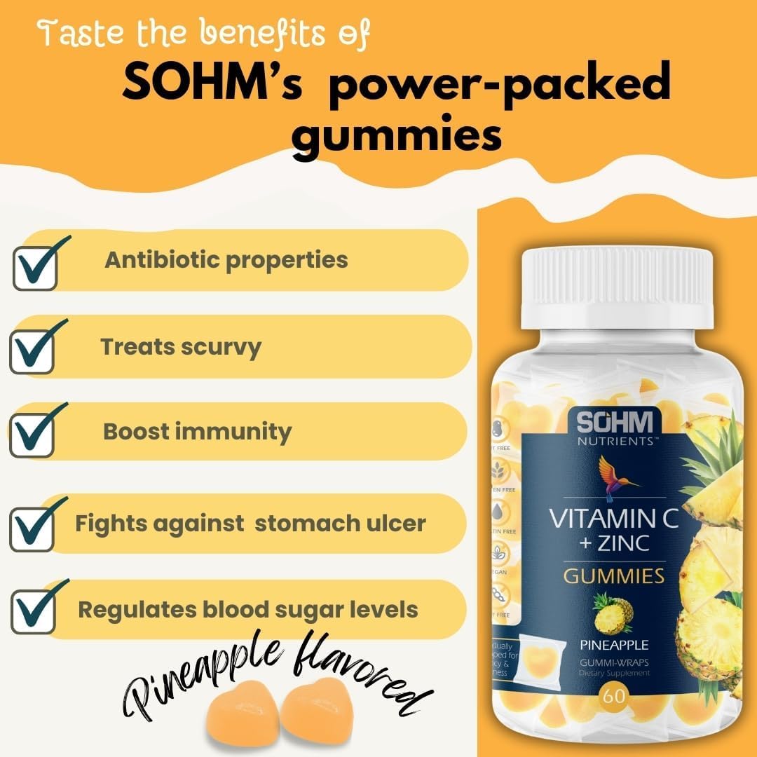 SOHM ADDS LIFE TO LIVES Vitamin C + Zinc Gummies, 60 Count
