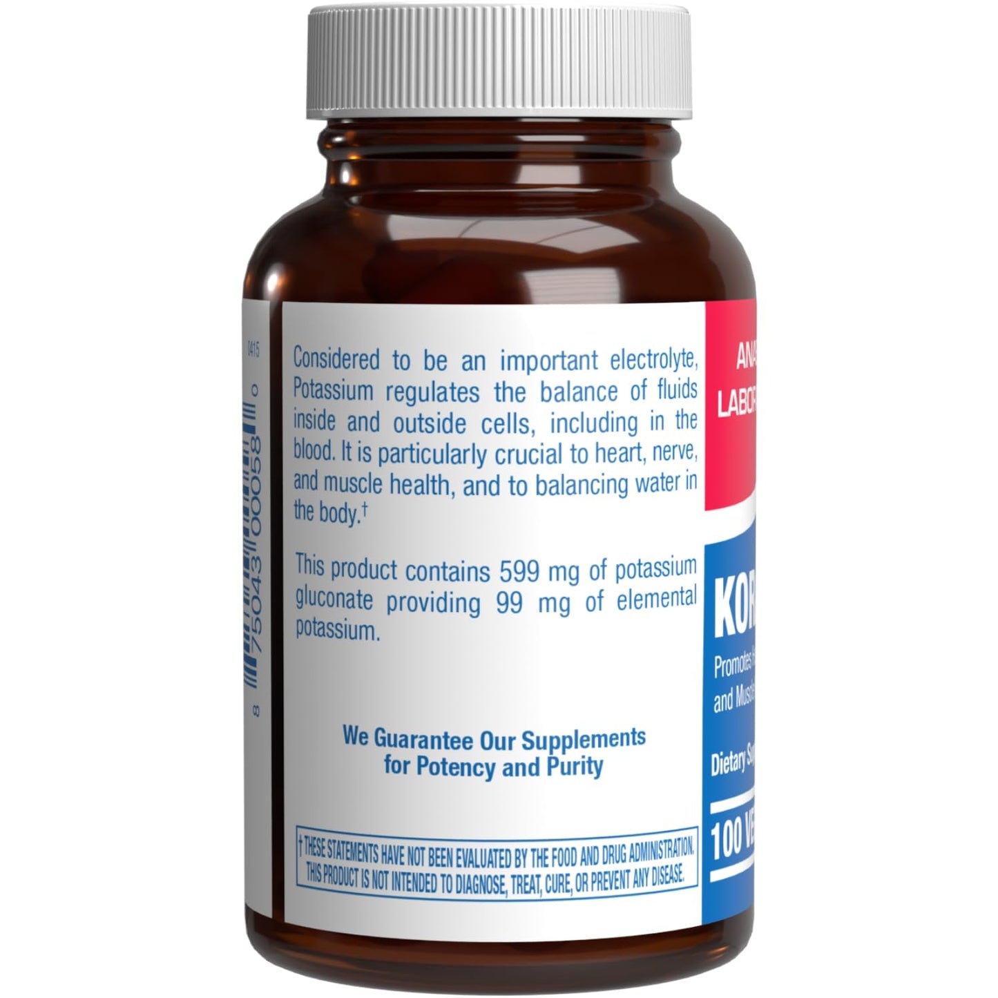 Anabolic Laboratories Chelated Potassium Gluconate Supplement 100 Tablets