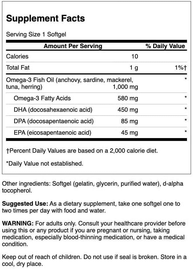 Swanson Super Dpa Fish Oil 1000 mg Softgels 120