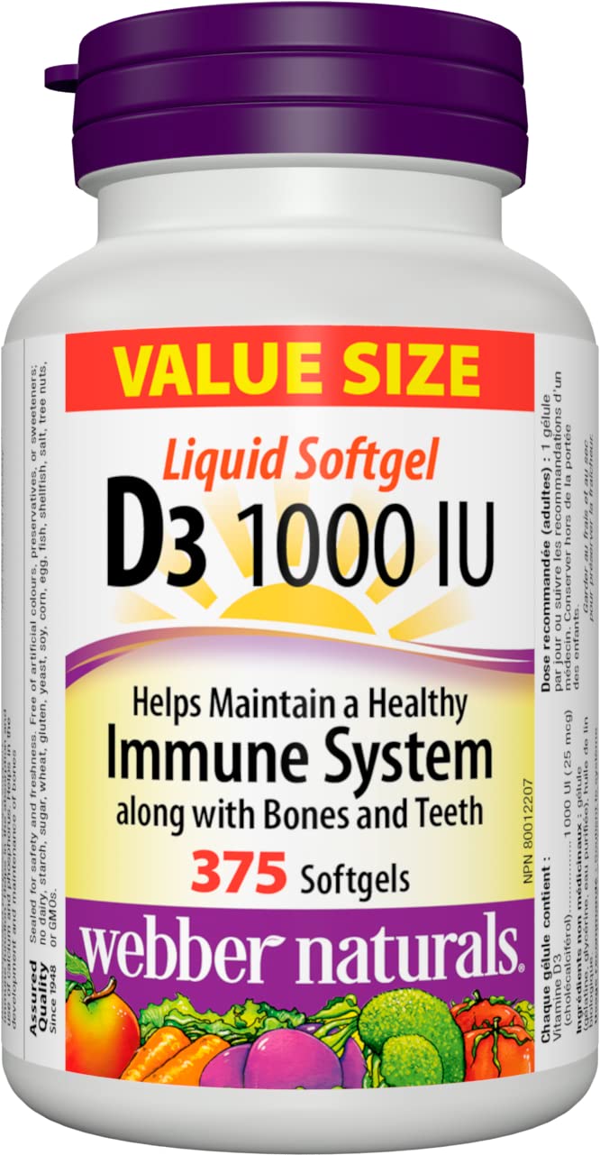 Webber Naturals Vitamin D3 Softgels 1000 IU, 375 Softgels