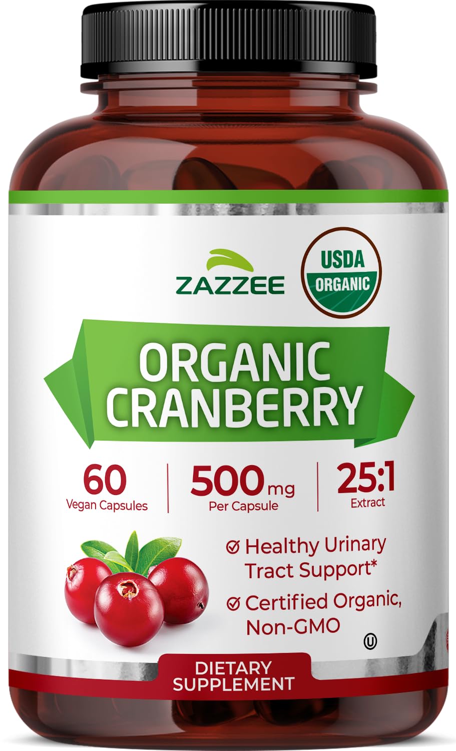 Zazzee USDA Organic Cranberry 25:1 Extract, 60 Capsules