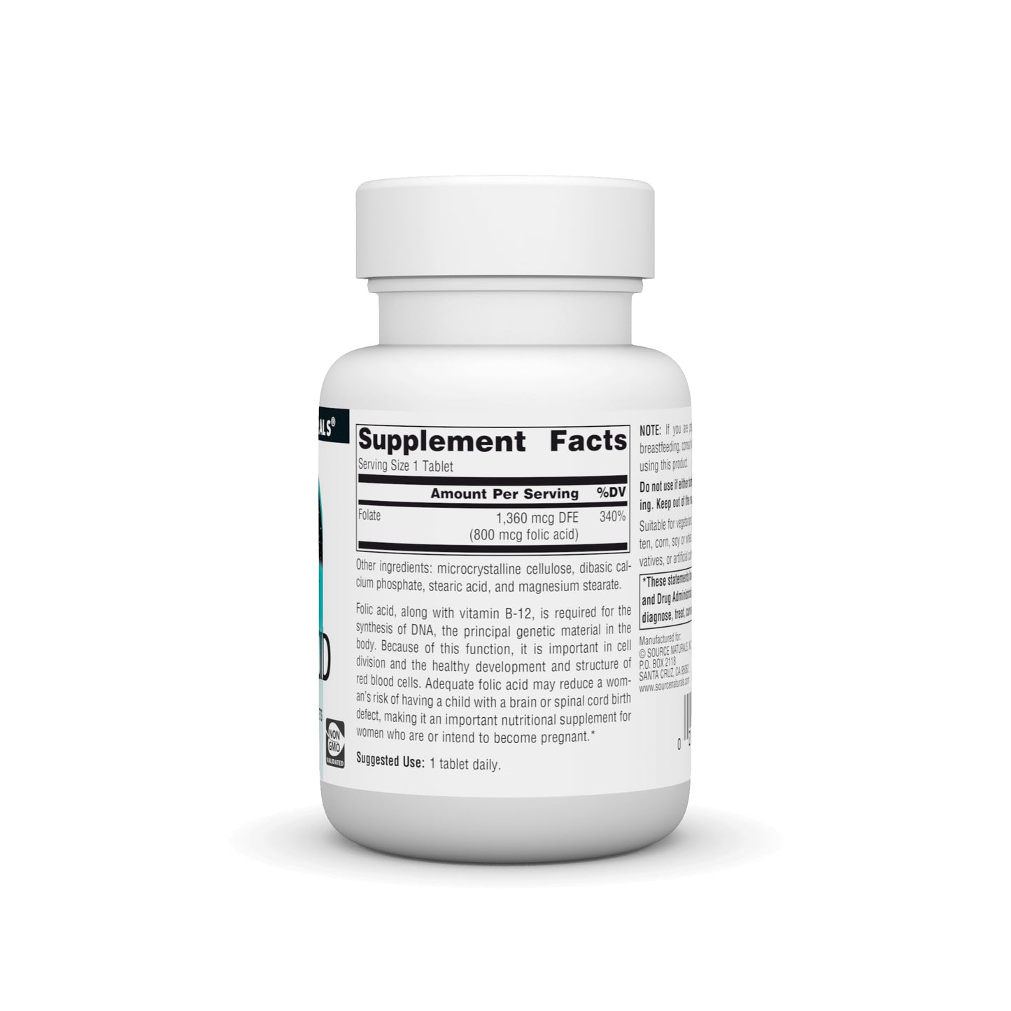 Source Naturals Folic Acid 800mcg Tablet, 200 Count
