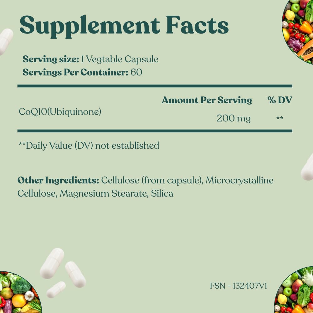 Florida Sunshine Premium CoQ10 200mg, 60 Capsules