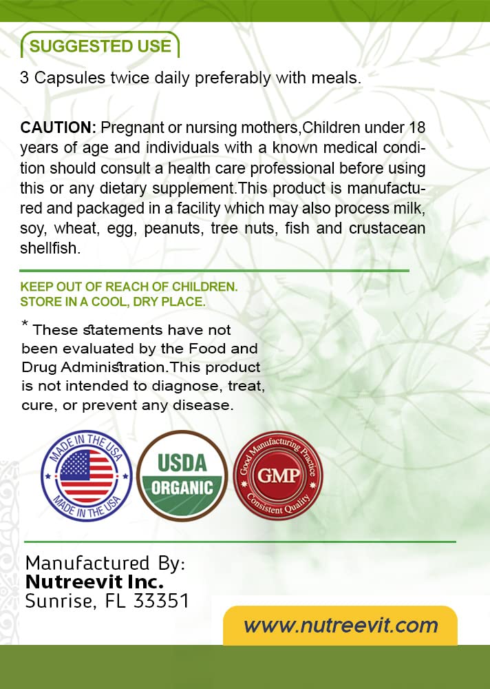 NutreeVit Organic Moringa Powder, Capsule, 240 Capsules