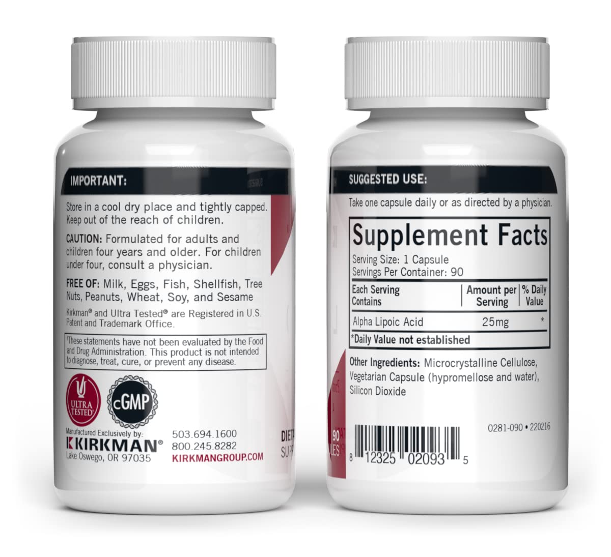 Kirkman Alpha Lipoic Acid 50 mg Capsules, 90 Count