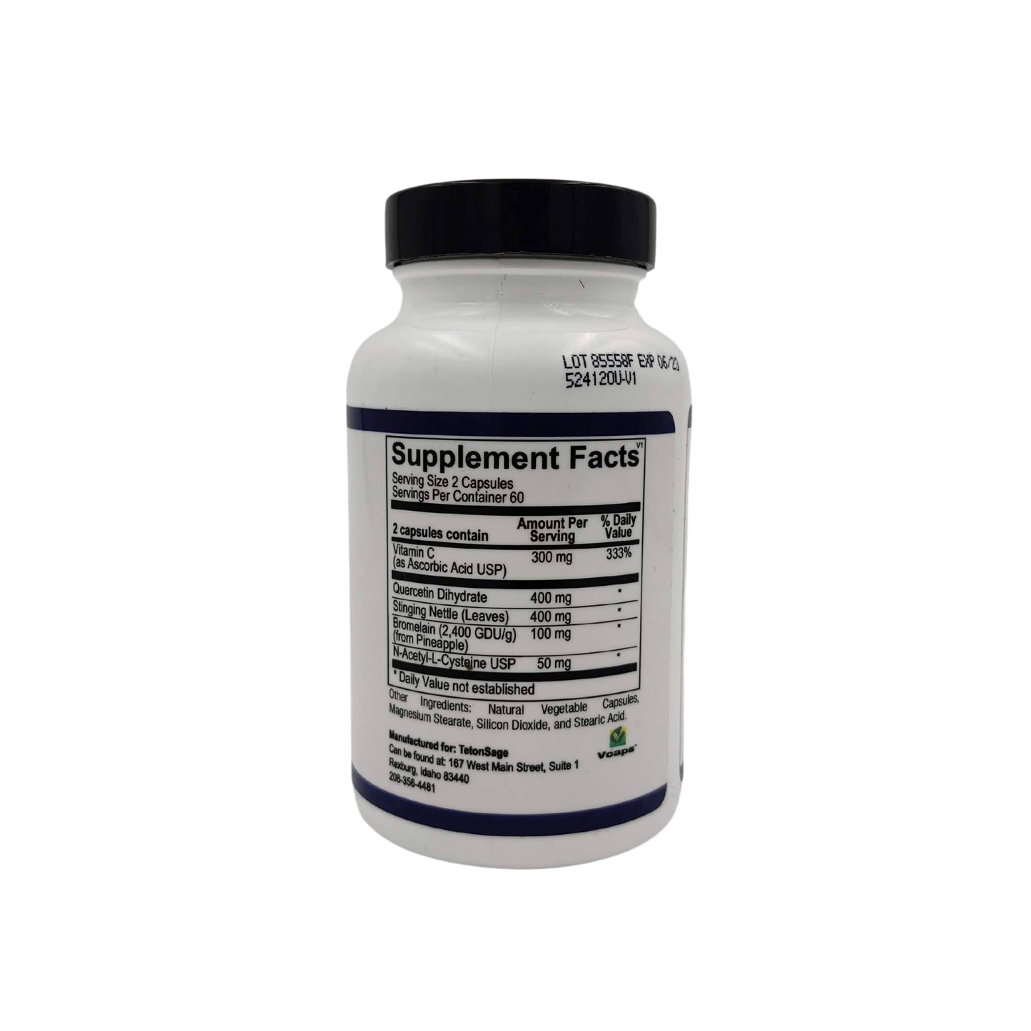 TetonSage Hist-eze Comprehensive Support - Vitamin C, Quercetin, Stinging Nettle & Bromelain, 1 Capsule