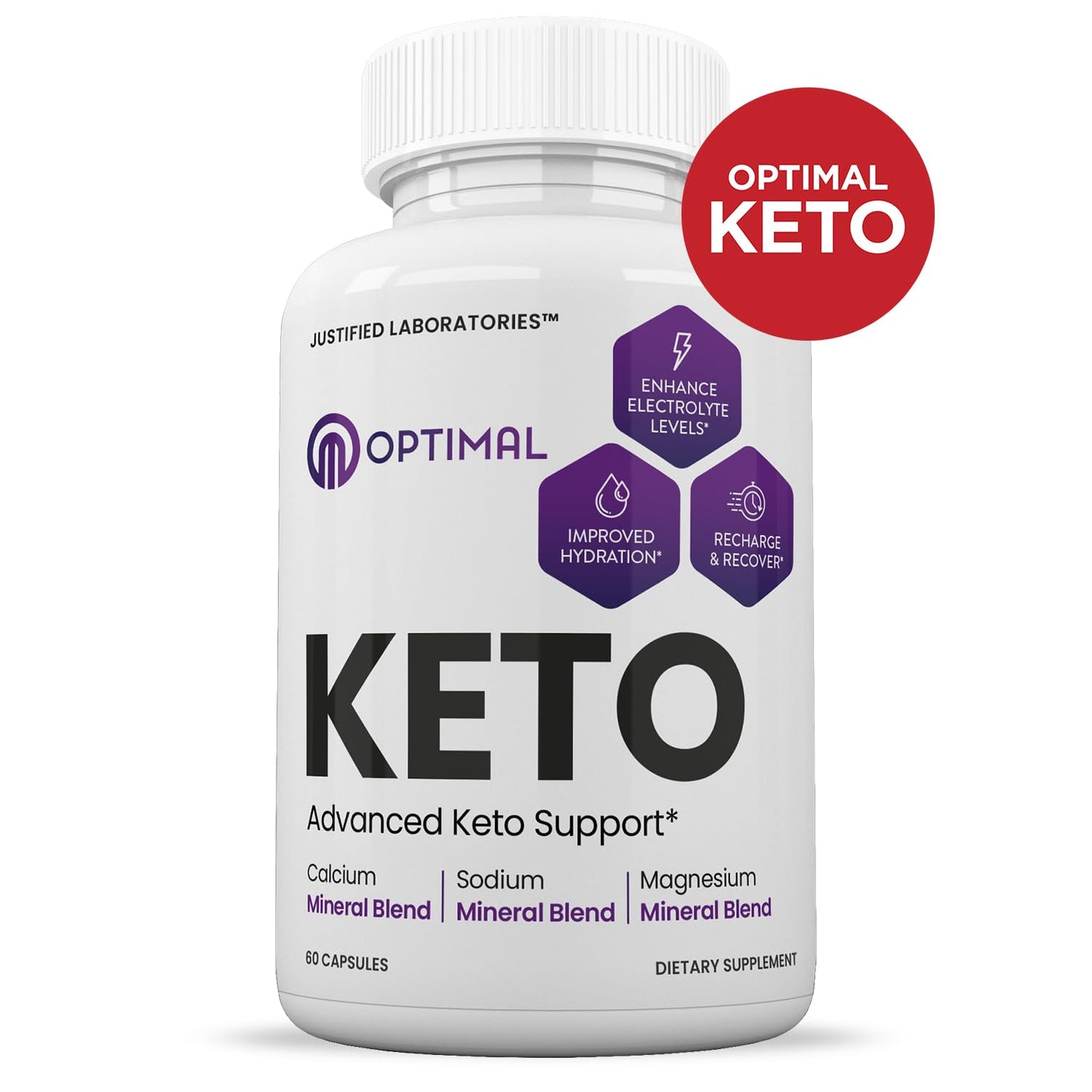Justified Laboratories Optimal Keto Pills 1275mg Capsules, 60 Count