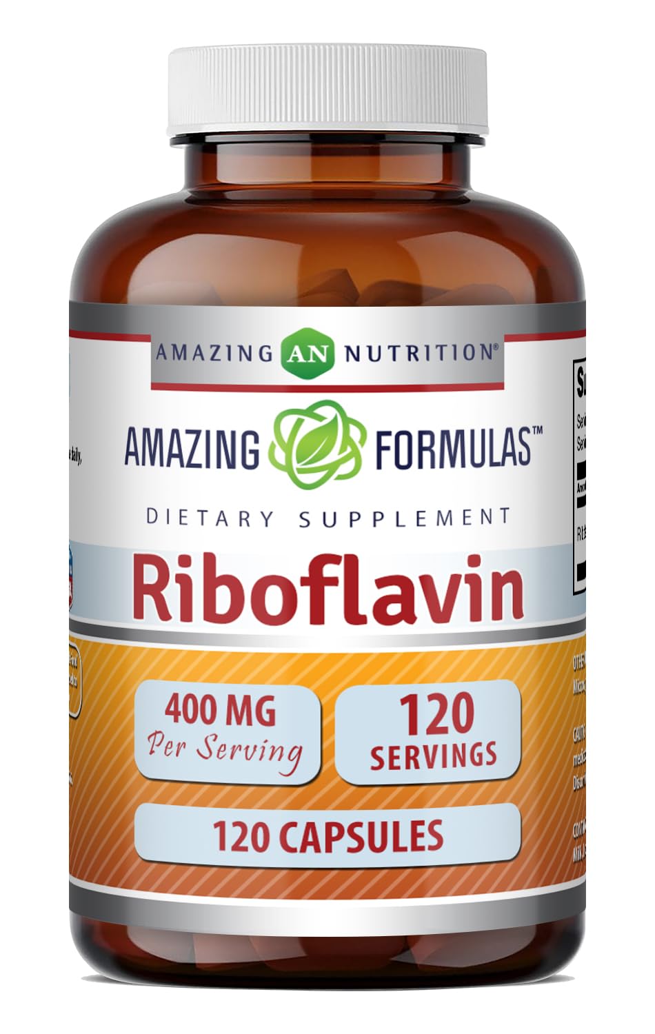 Amazing Nutrition Riboflavin 400mg Capsules, 120 Count