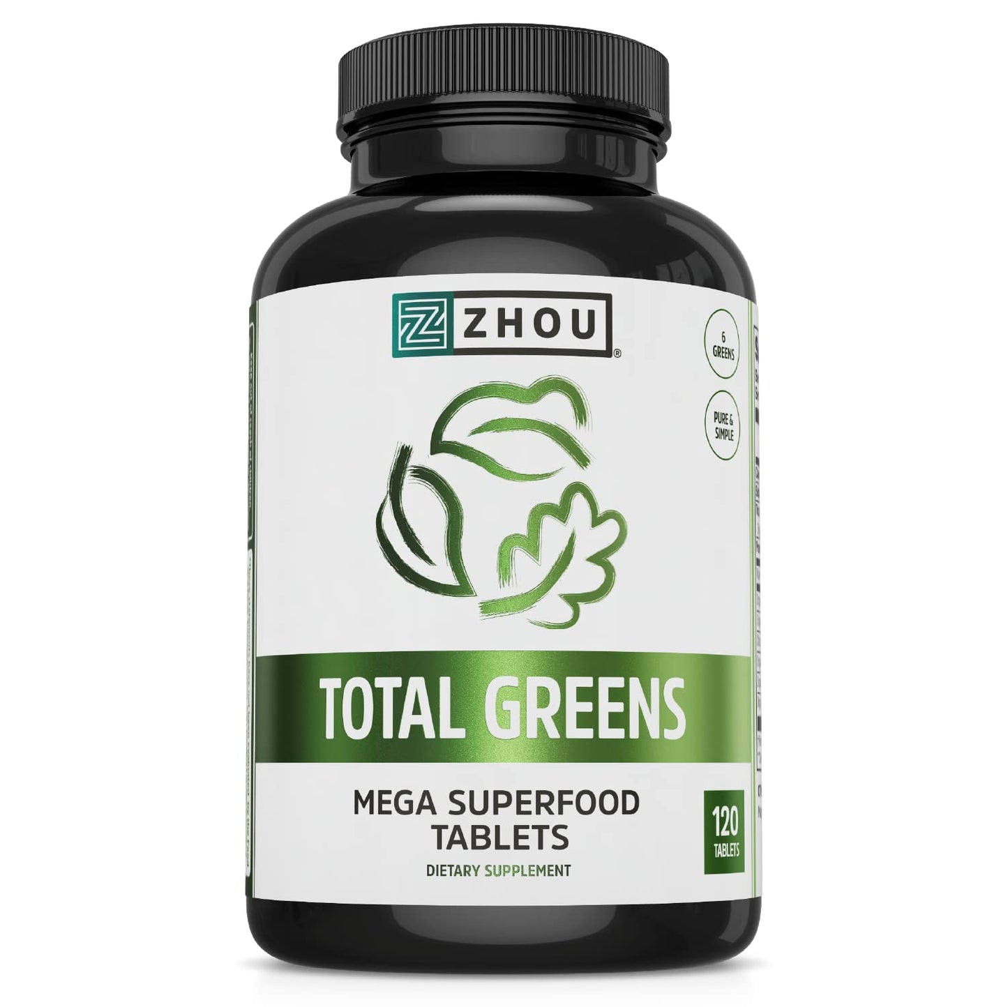 ZHOU Total Greens Super Greens Tablets, 120 Tablets