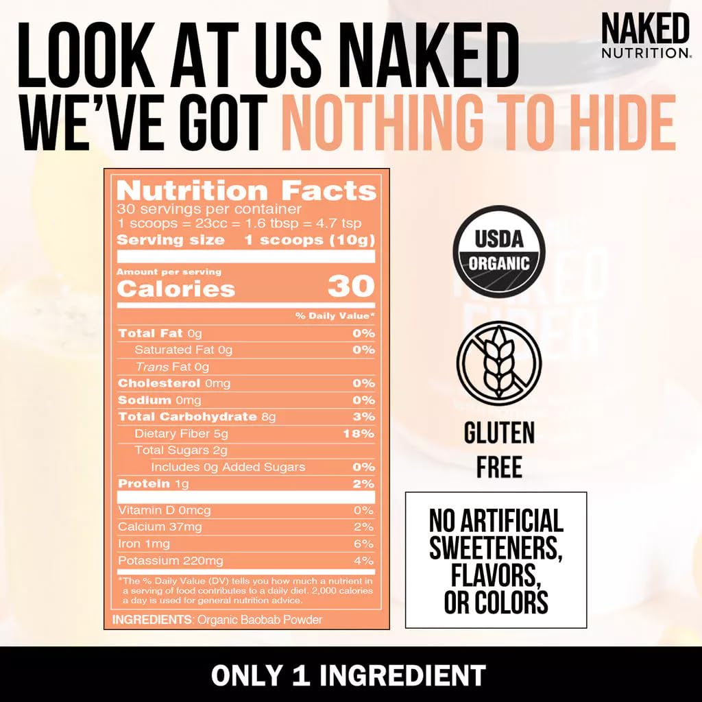 NAKED Fiber Organic Baobab Powder 10.6 Ounces