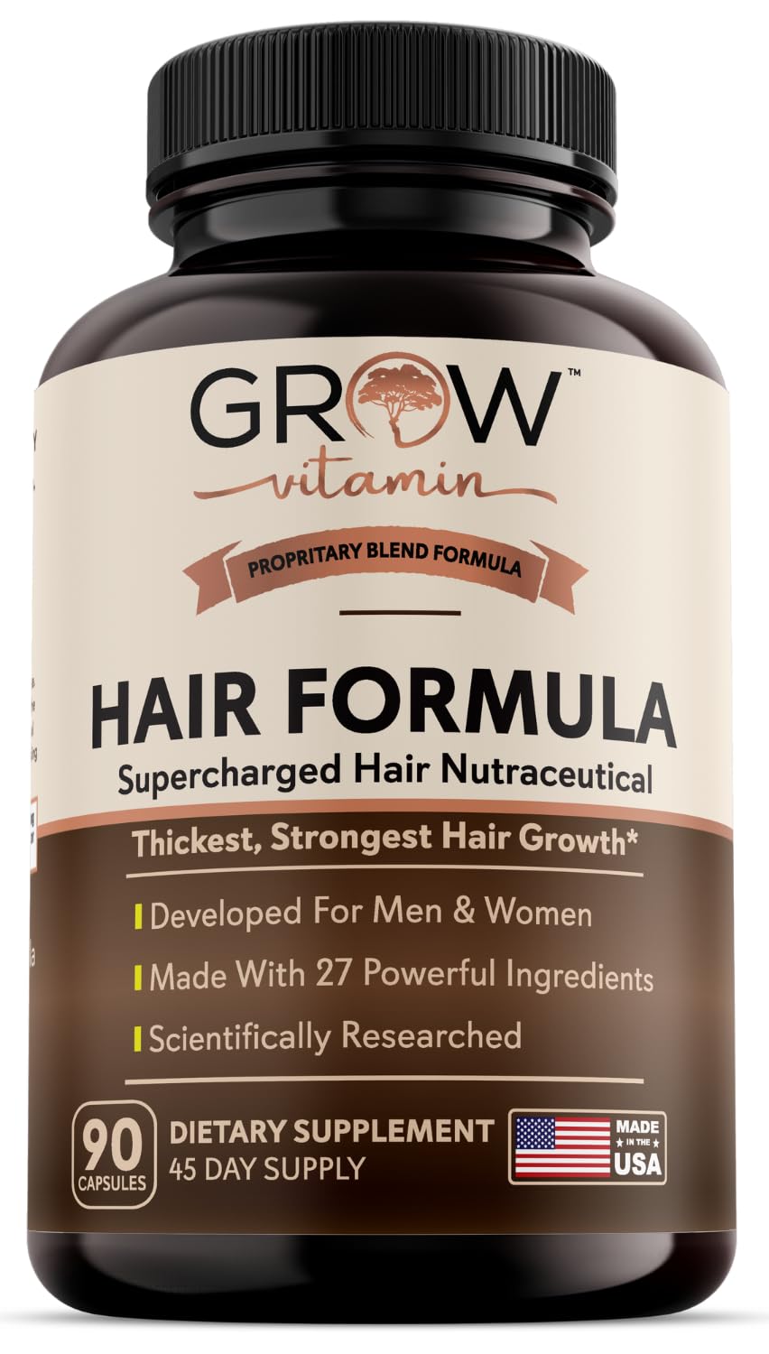 grow vitamin All in One Hair Formula for Men & Women - Advanced Hair Formula Includes Biotin, Saw Palmetto, DHT Blocker & Trace Minerals - Hair Supplement for Hair, Skin & Nails Gummy 90 Count