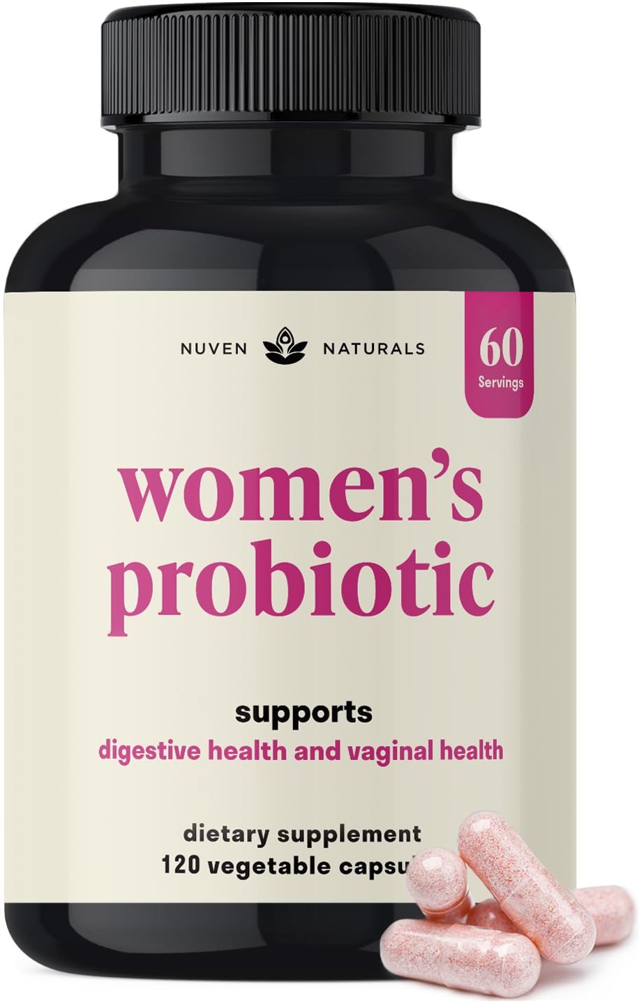 Nuven Naturals 3-in-1 Womens Probiotic - Probiotics, Prebiotics, D-Mannose Capsules, 120 Count