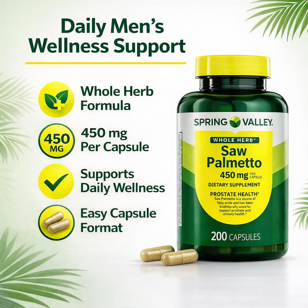 H4U Saw Palmetto Whole Herb 450 mg, 200 Capsules