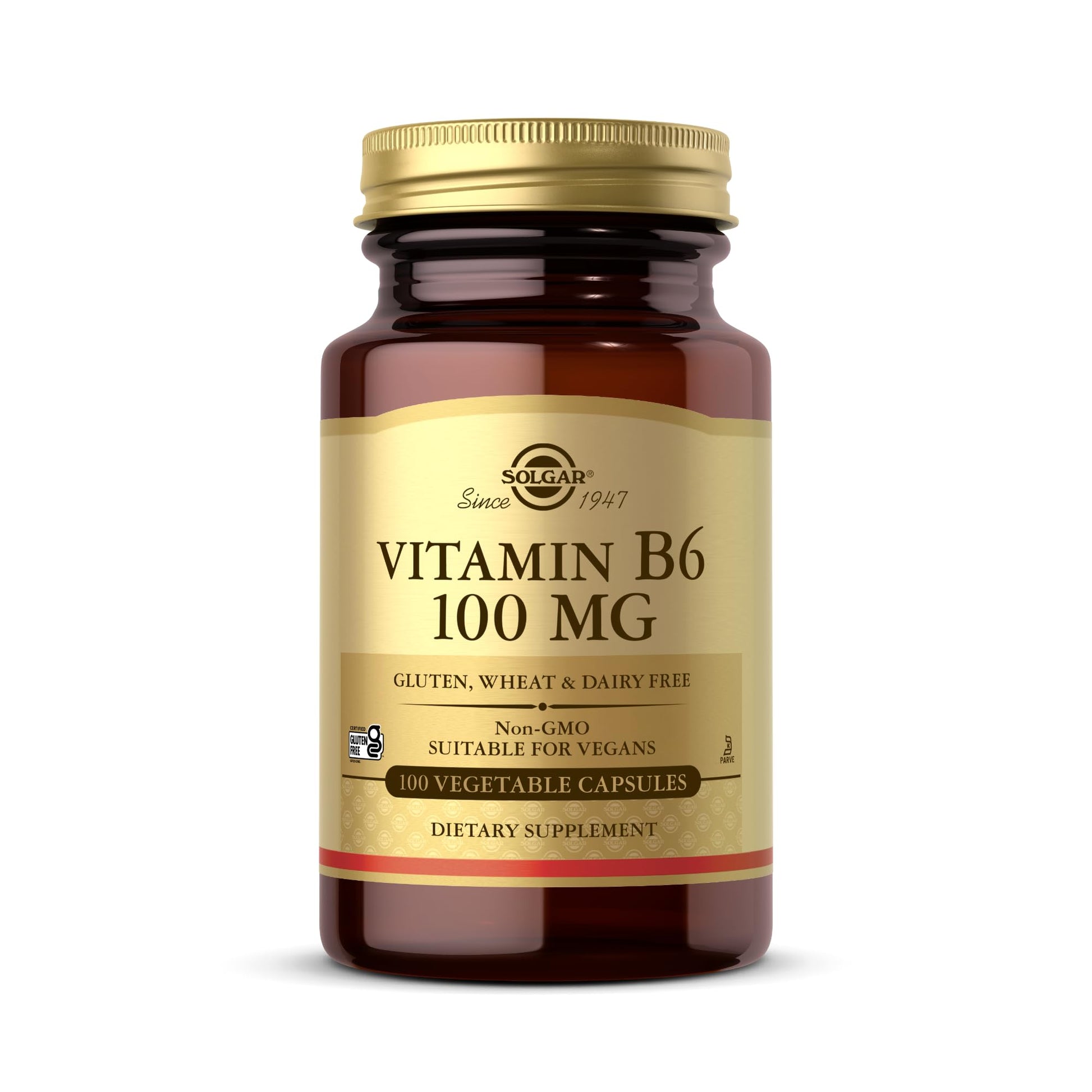 Solgar Vitamin B6 100 Mg Vegetable Capsules, 100 Count