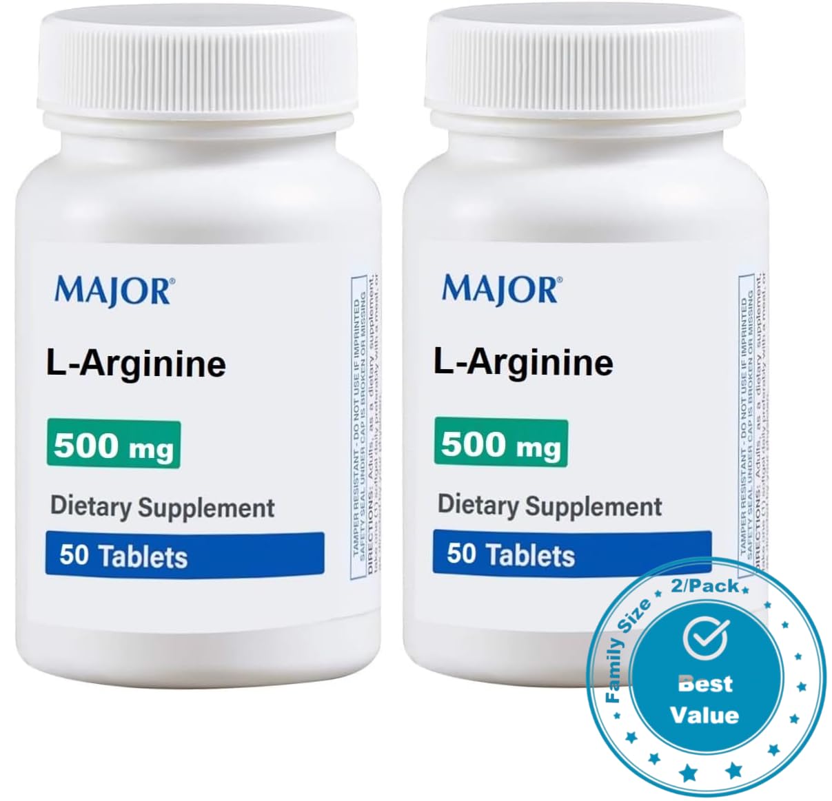 AmeriCan Goods Major L-Arginine 500 mg Tablets 100 Count