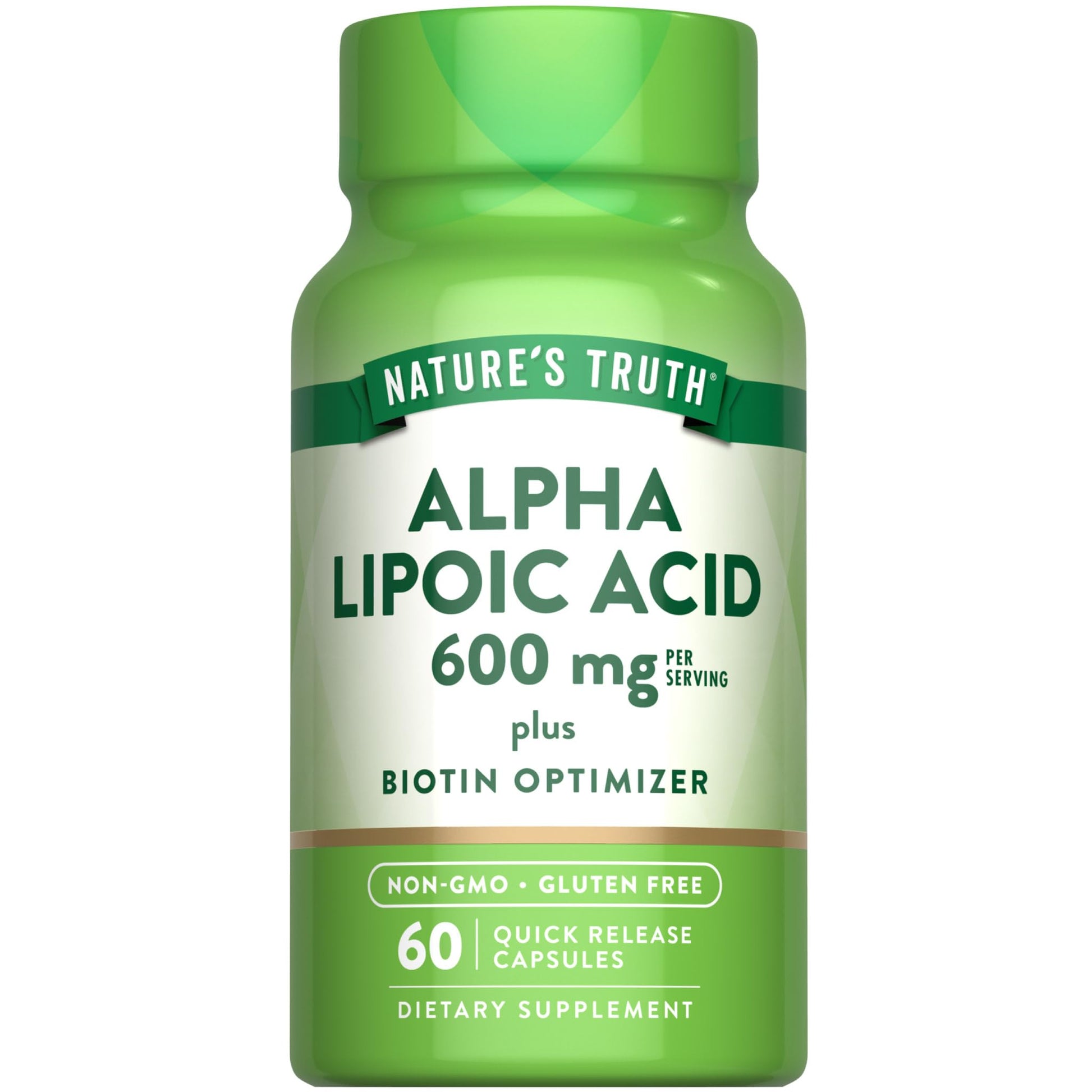 Nature's Truth Alpha Lipoic Acid 600mg Plus Biotin Optimizer Capsule, 60 Capsules