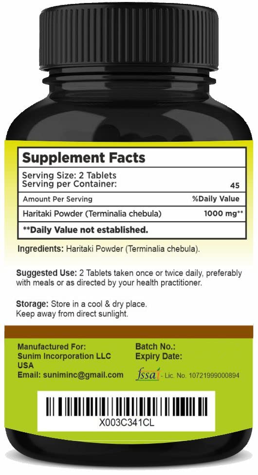 SunNature Haritaki 90 Tablets, 1000 mg