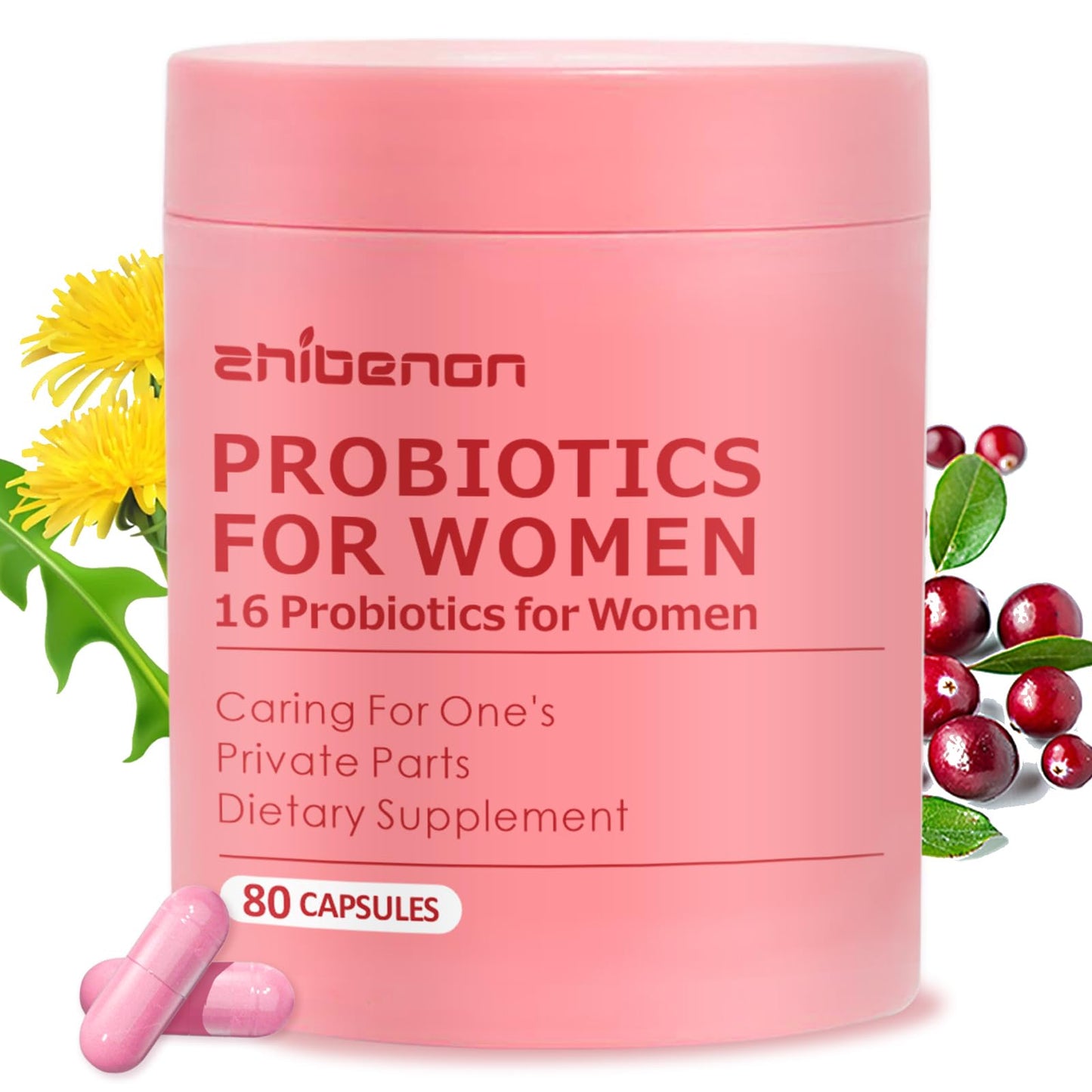 Zhibenon Premium Vaginal Probiotics – pH Balance with Prebiotics & Lactobacillus Probiotic Blend Capsule, 80 Count