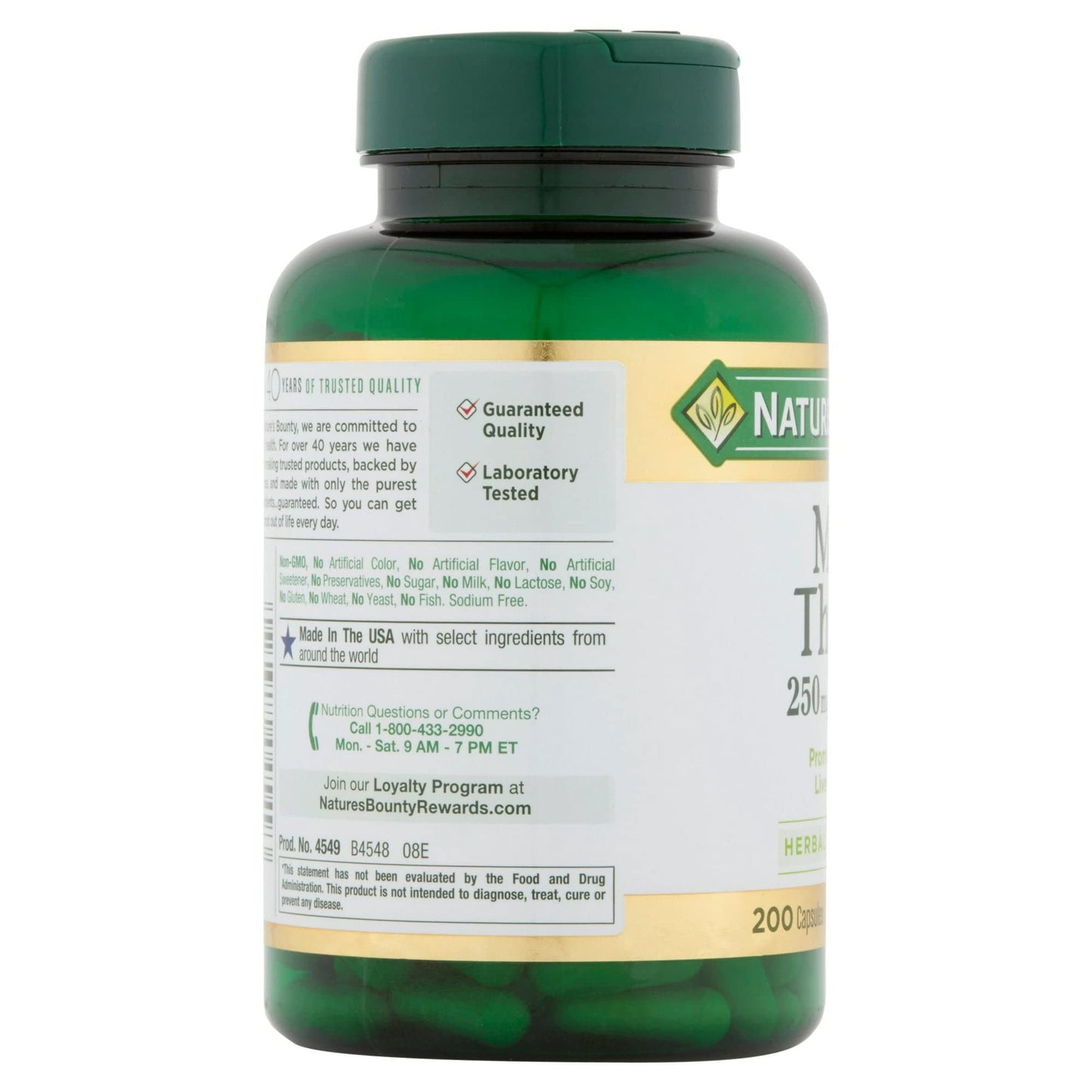 Nature's Bounty Milk Thistle 250 mg Capsules 400 Count
