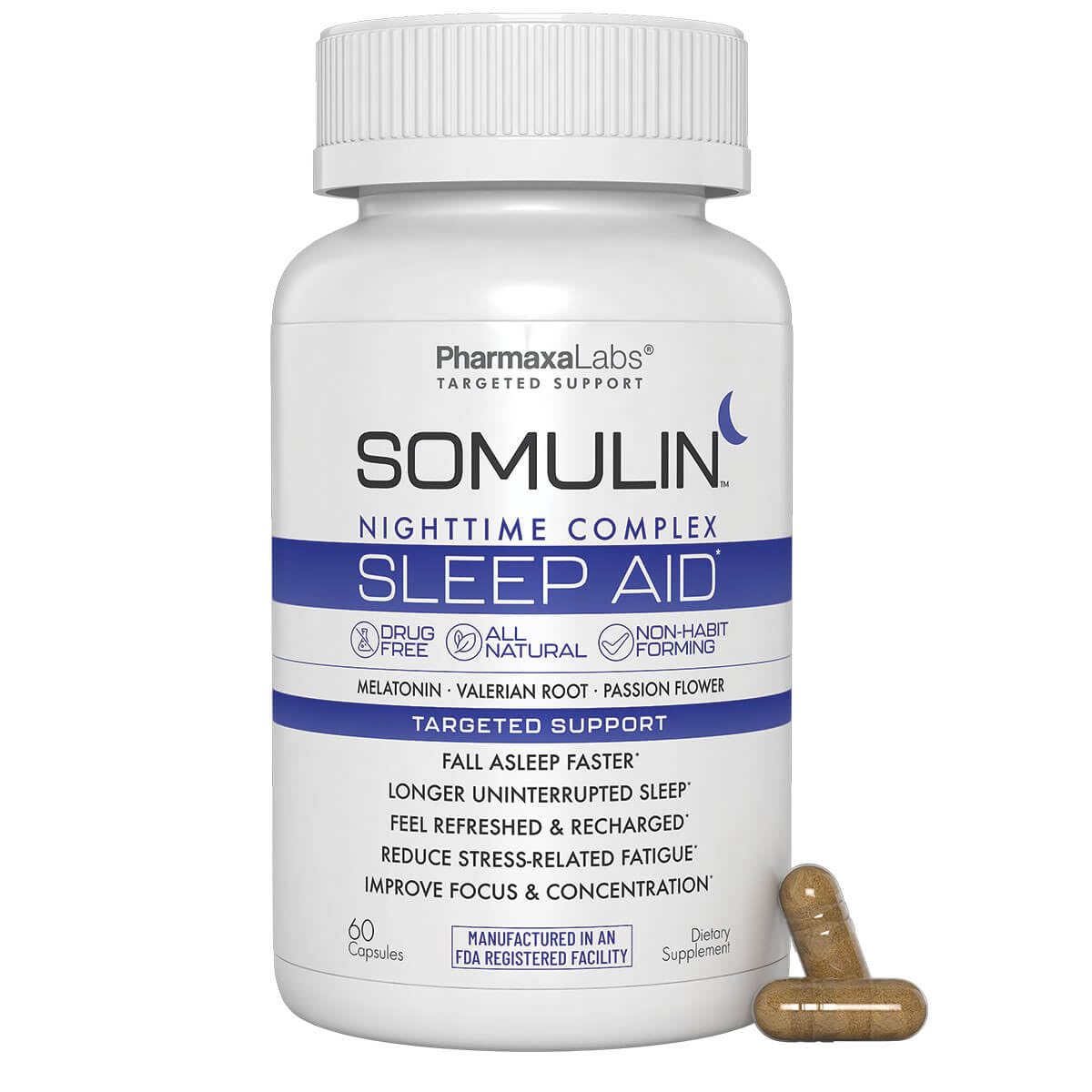 Somulin Nighttime Complex Sleep Aid Capsules 60 Count