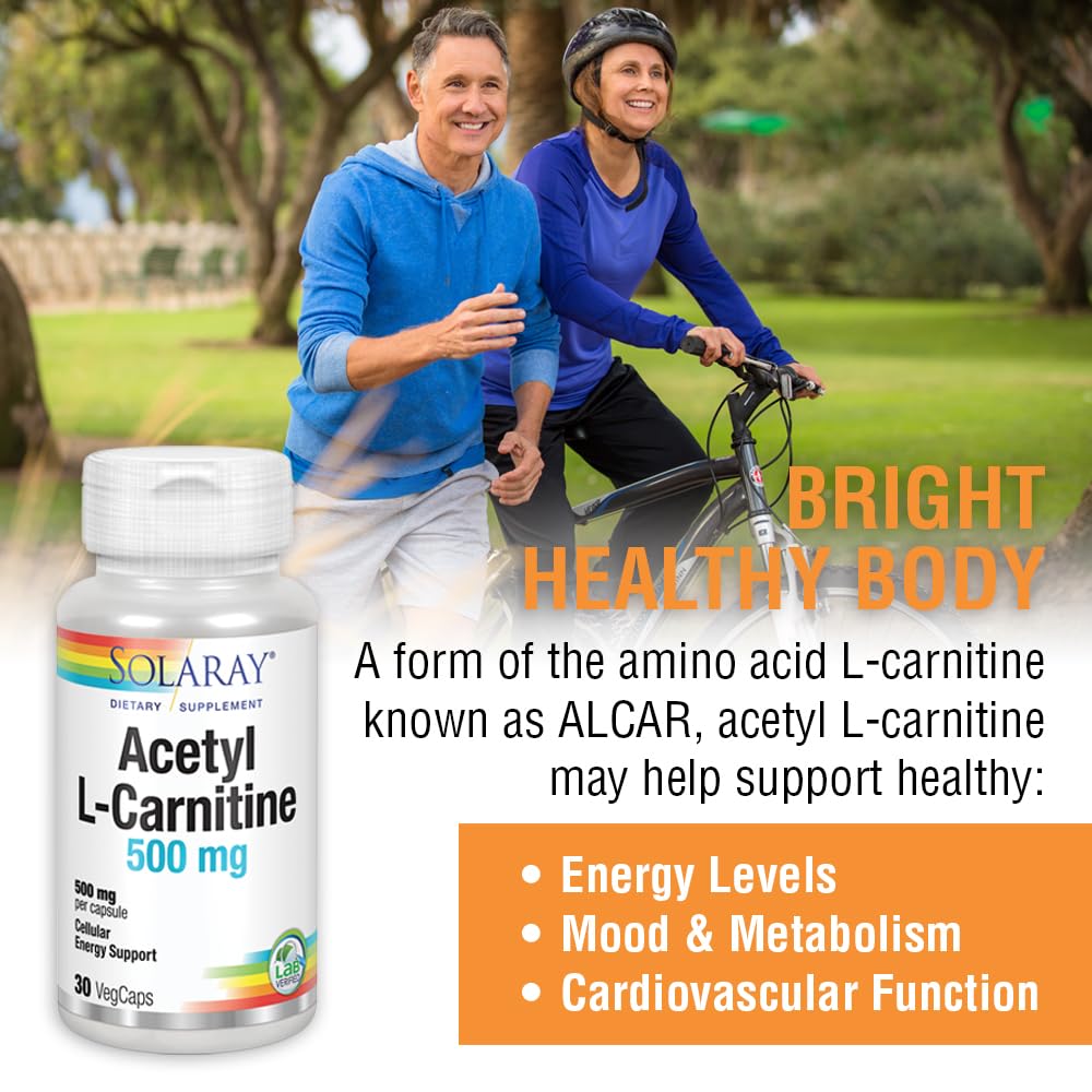 Solaray Acetyl L-Carnitine 500 mg Capsules, 30 VegCaps